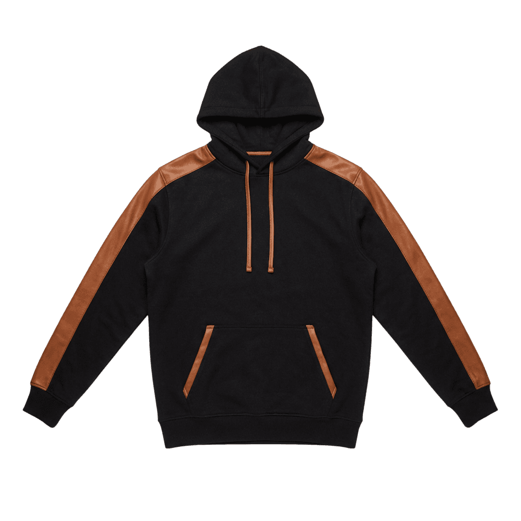 Designer Leather Accent Hoodie