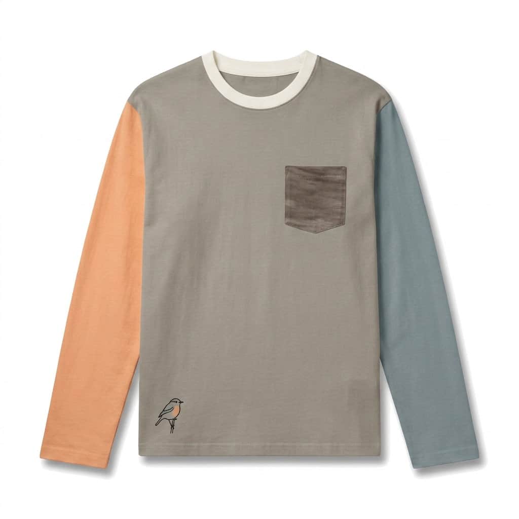 Color Block Long Sleeve Pocket T-Shirt