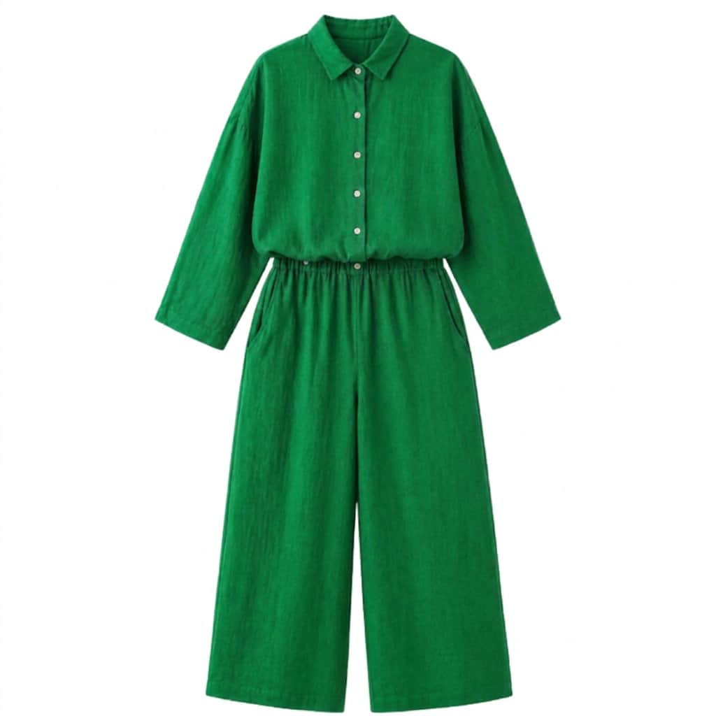 shirt-collar jumpsuit