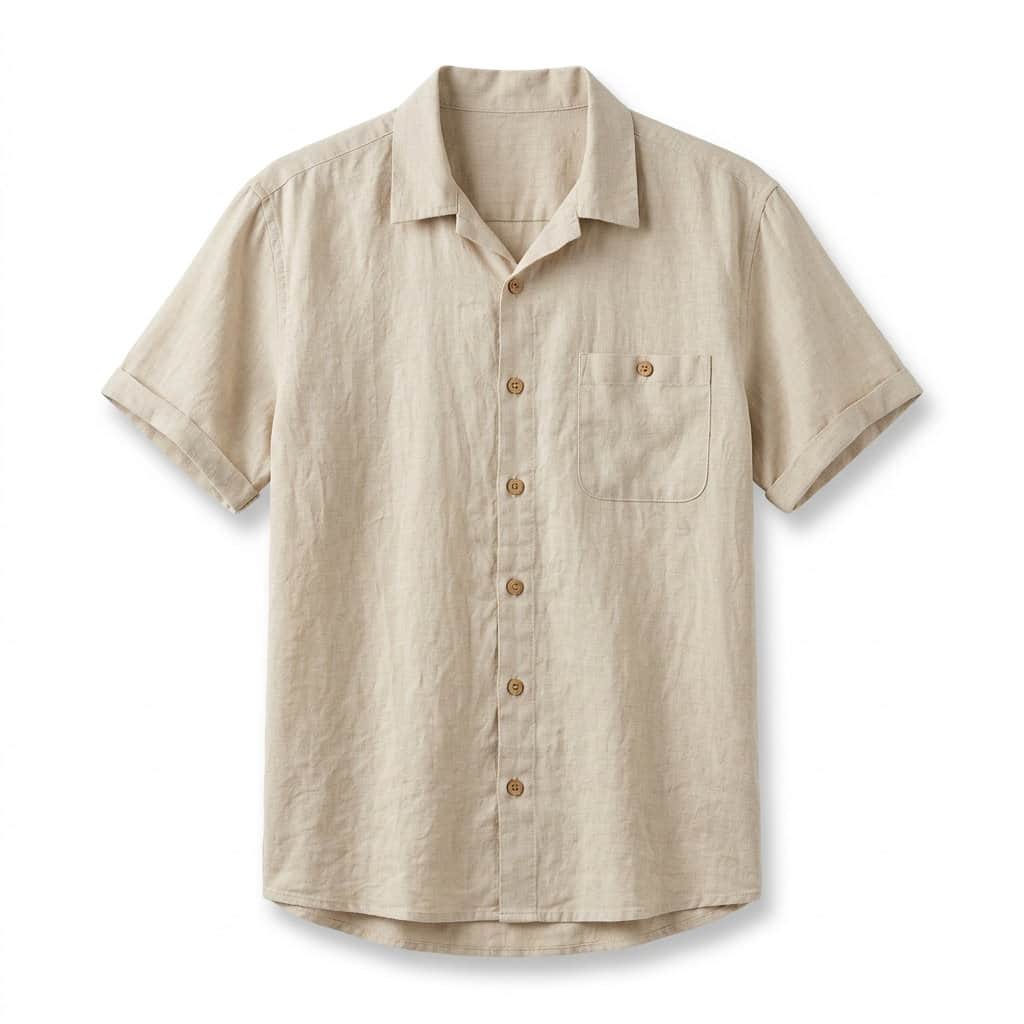 Beige Linen Short Sleeve Shirt