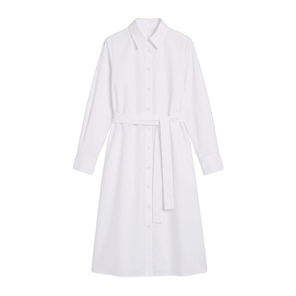 White Belted Shirt Dress