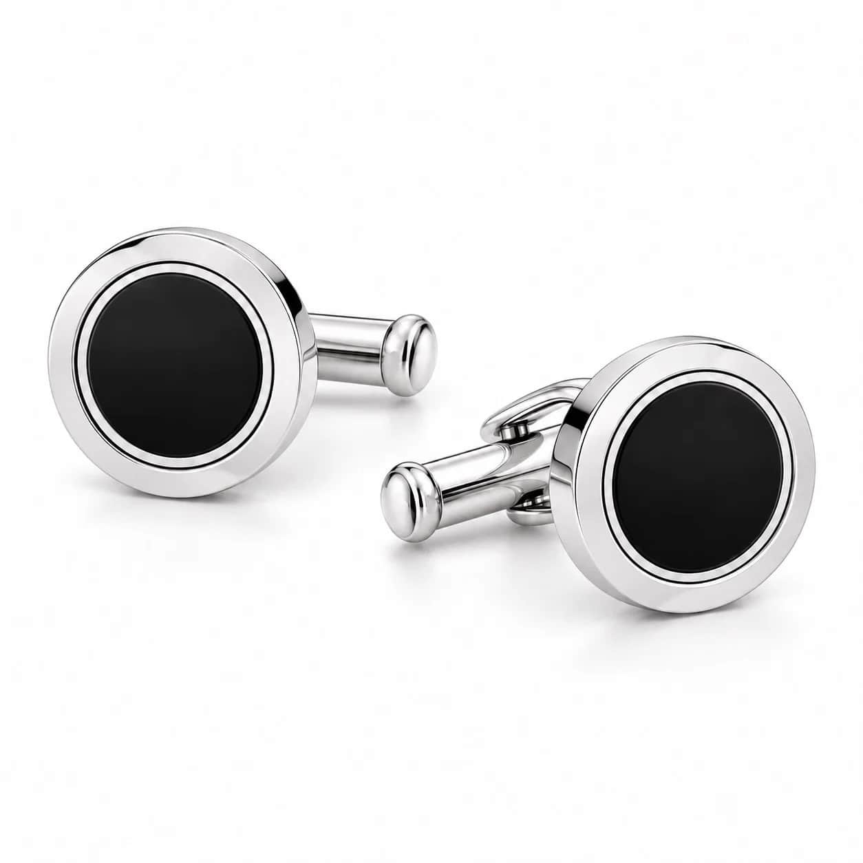 Black insert round cufflinks