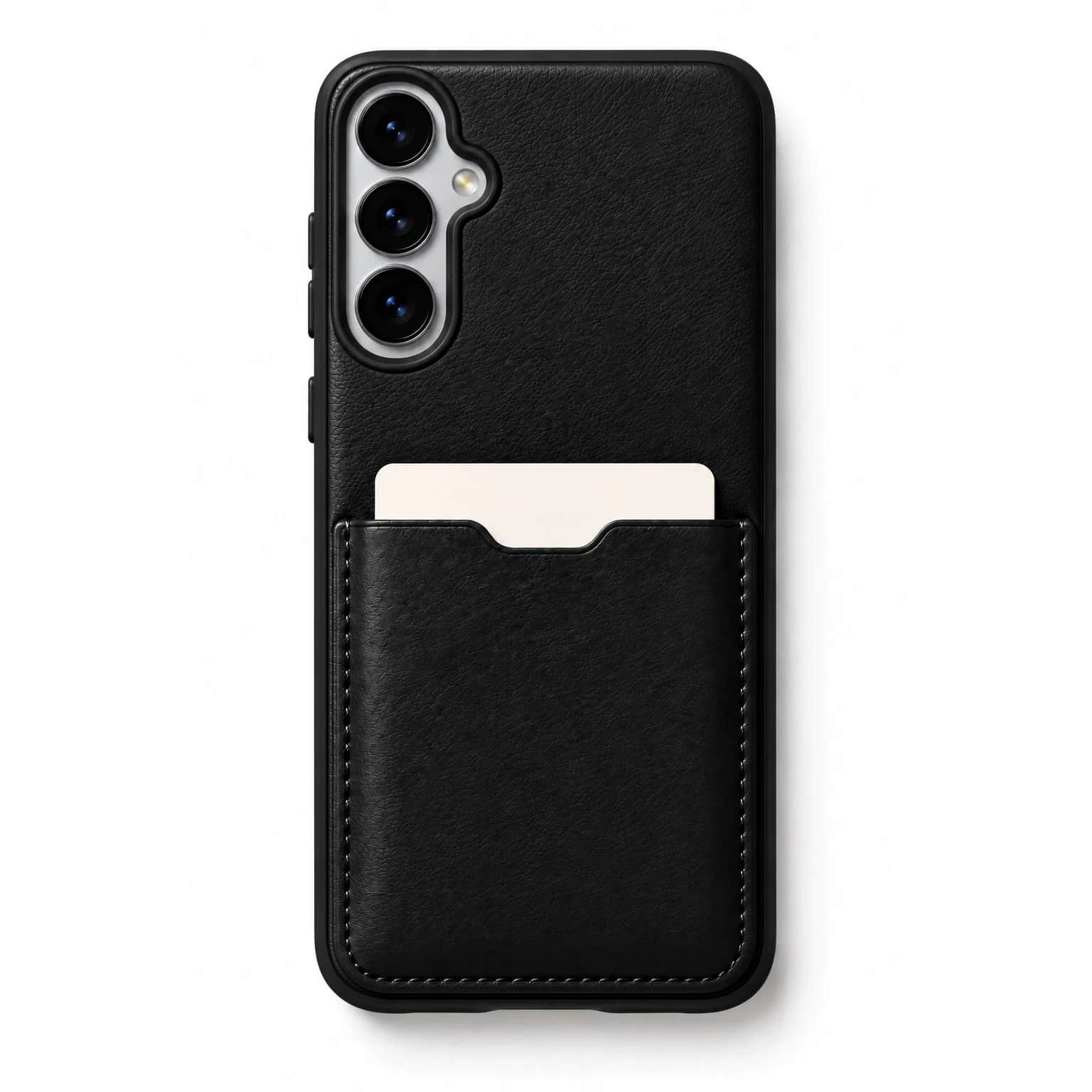 Black Leather Card Case — Galaxy S25