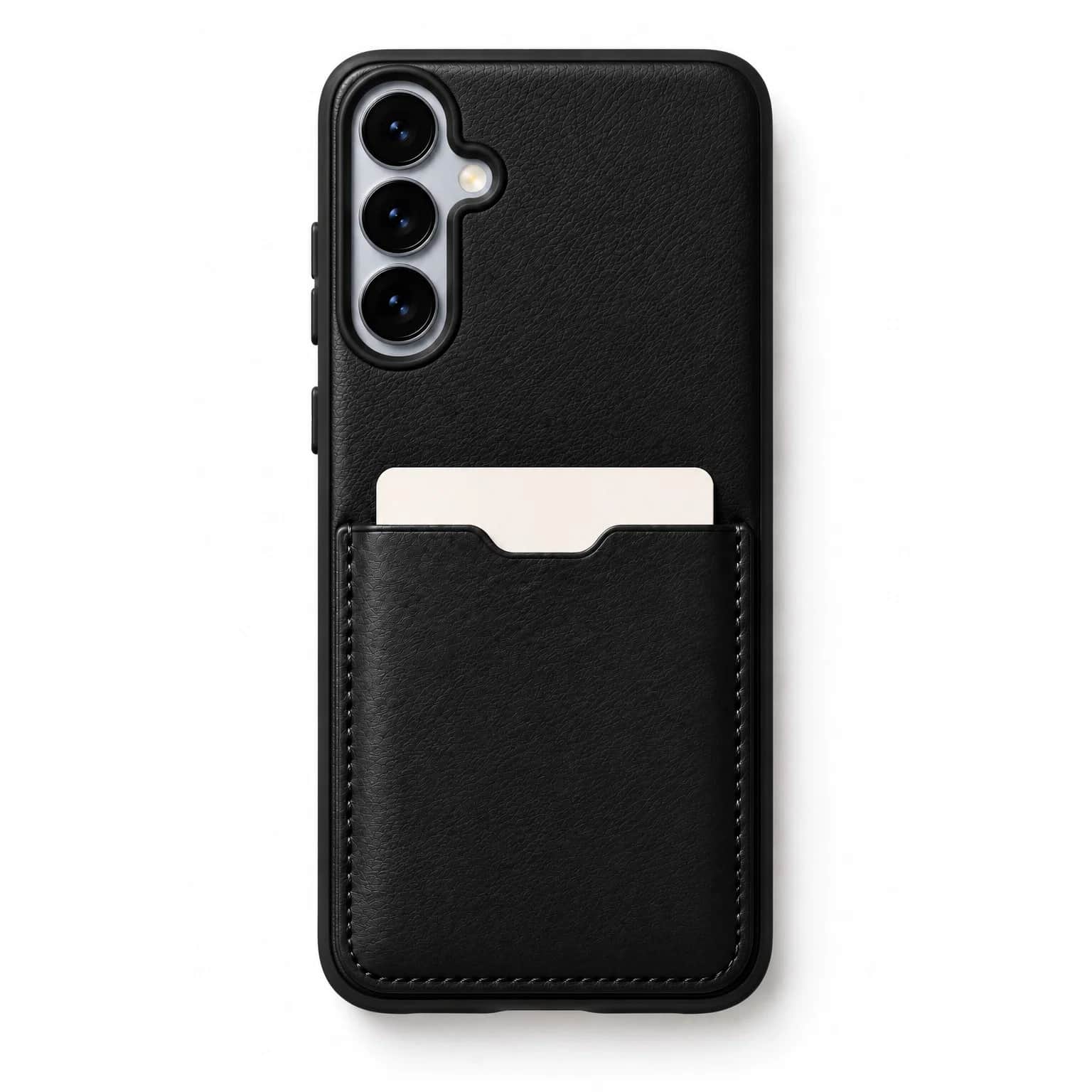 Black Leather Card Case — Galaxy S25 Plus