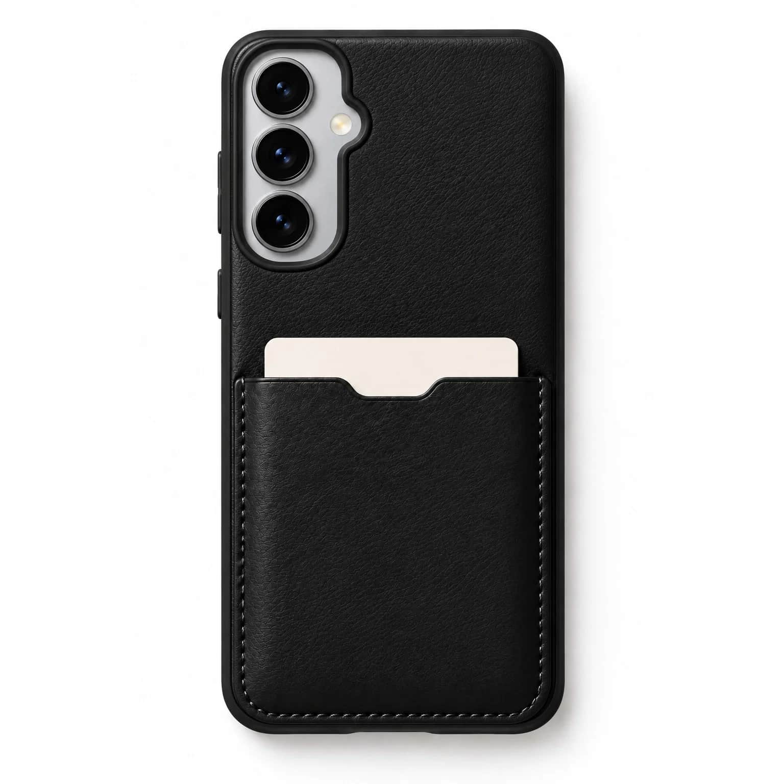 Black Leather Card Case — Galaxy S26 Plus