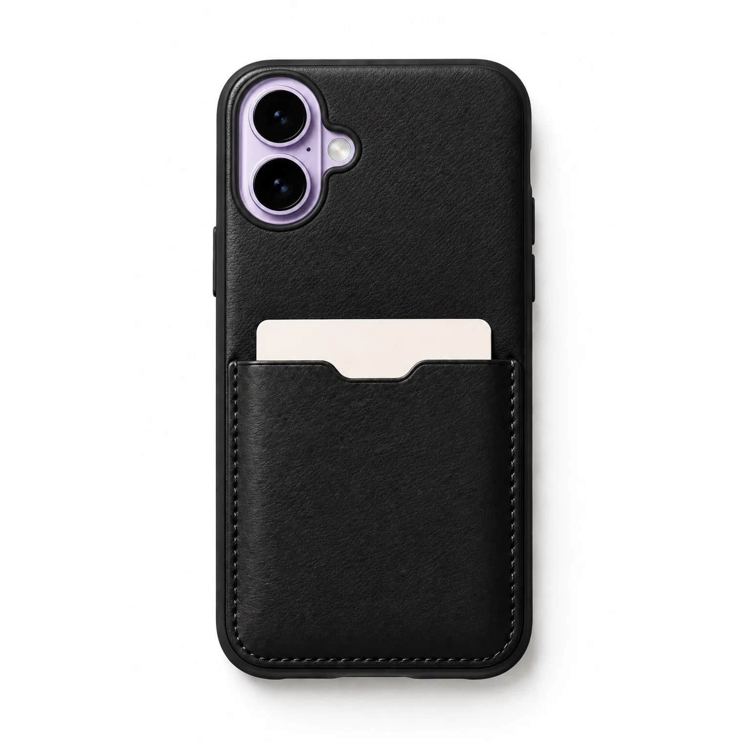 Black Leather Card Case — iPhone 17