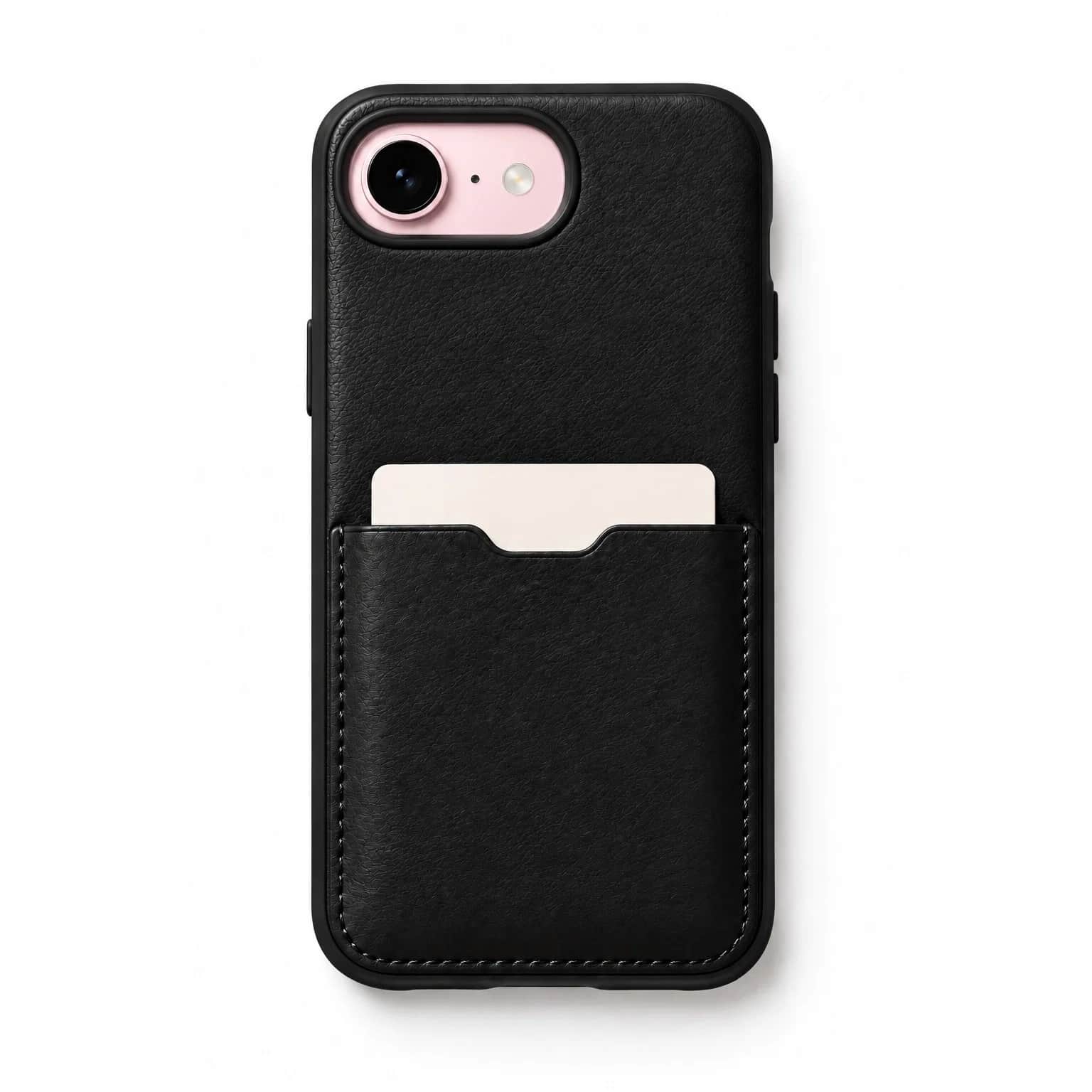 Black Leather Card Case — iPhone 17e
