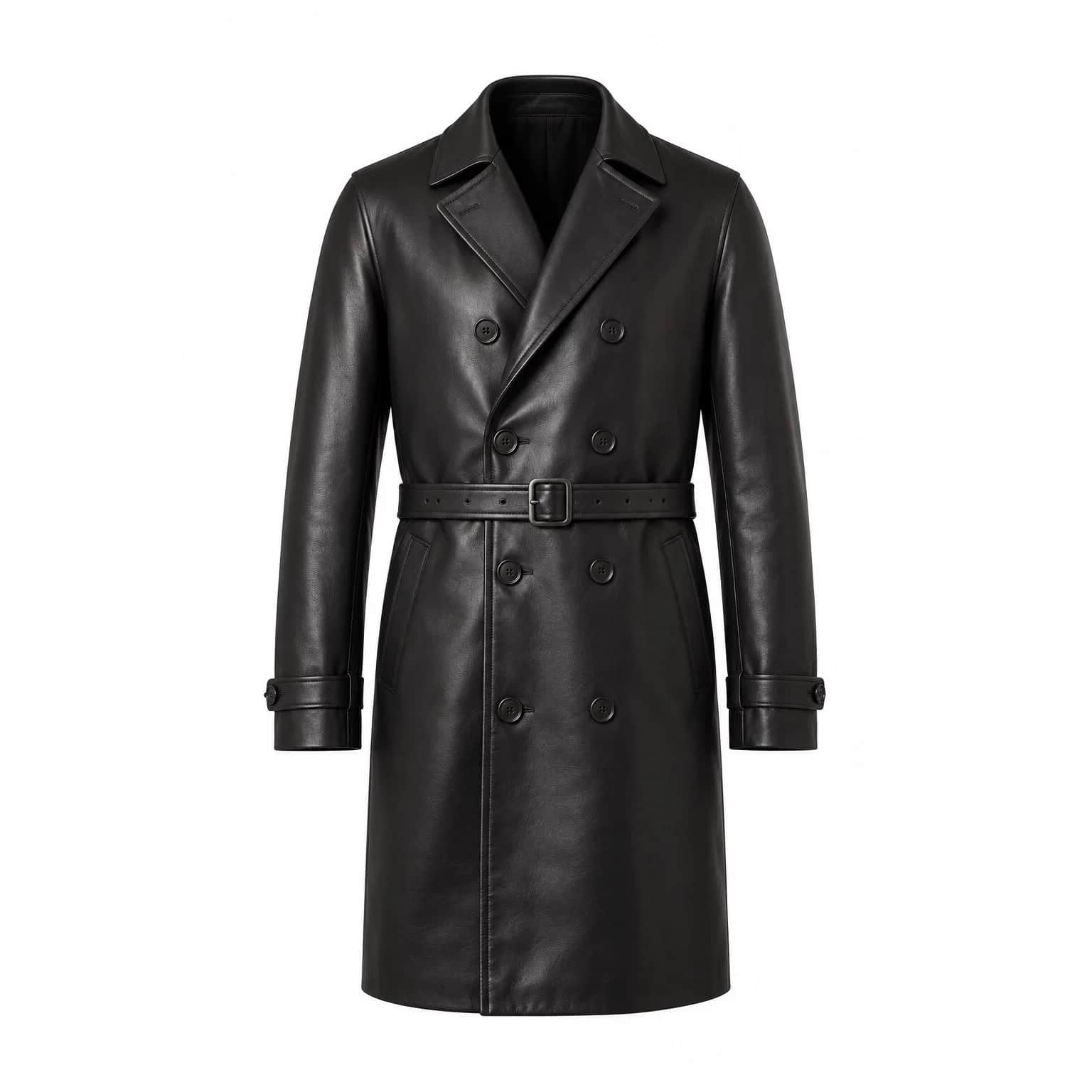 Classic Buckled Leather Trench