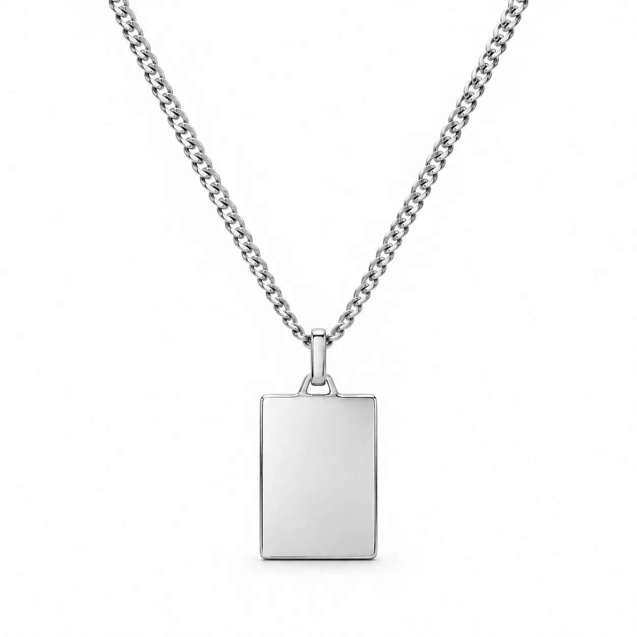 Curb chain tag necklace
