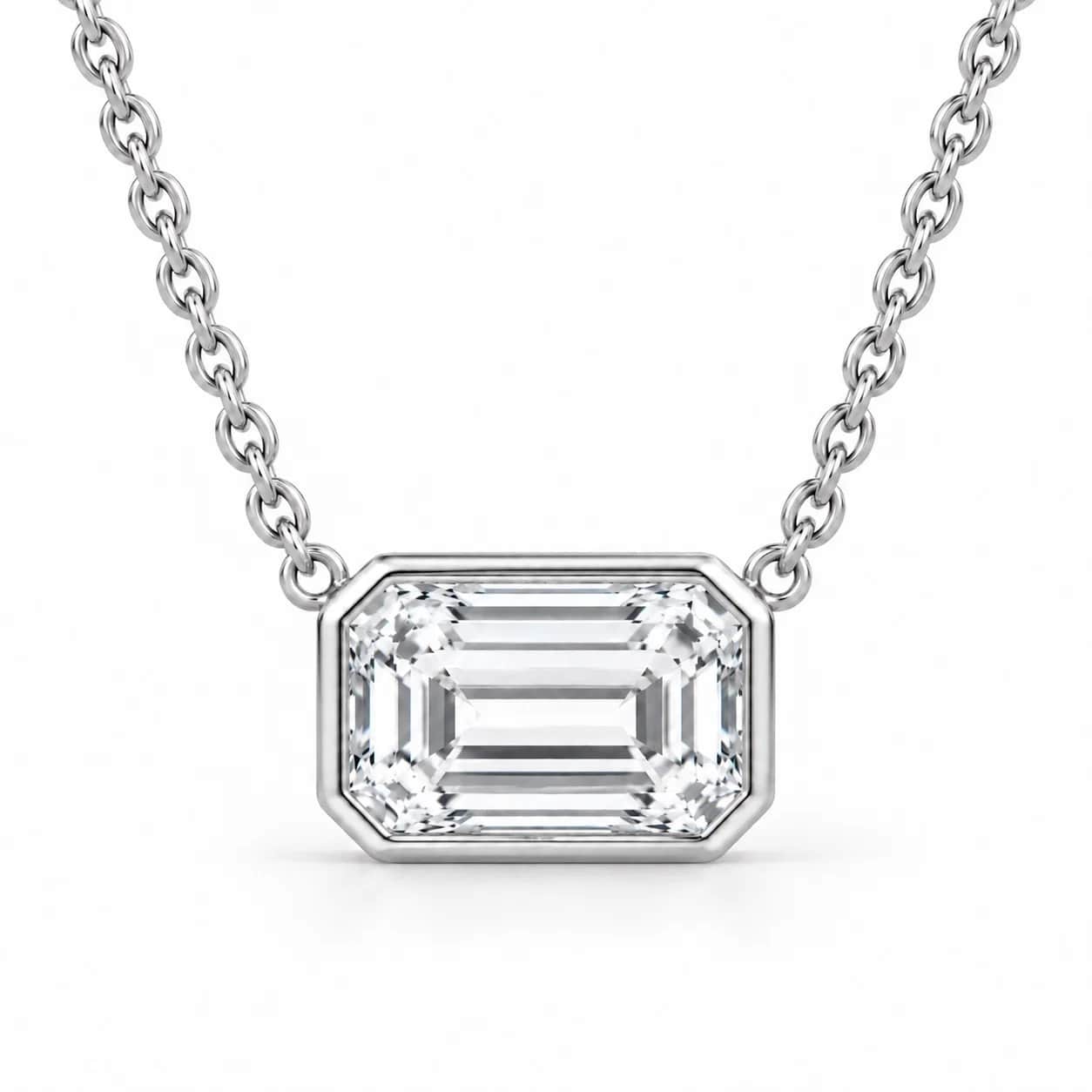 Emerald cut lab diamond necklace