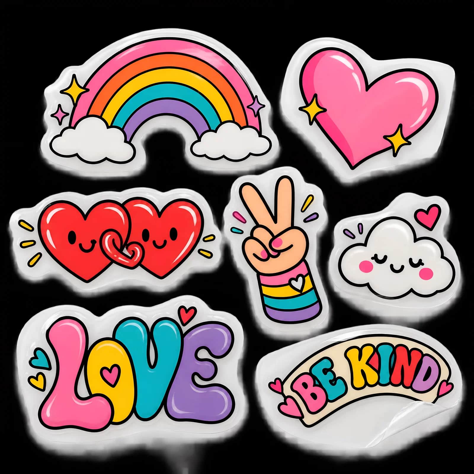 Love & Be Kind Cartoon Stickers
