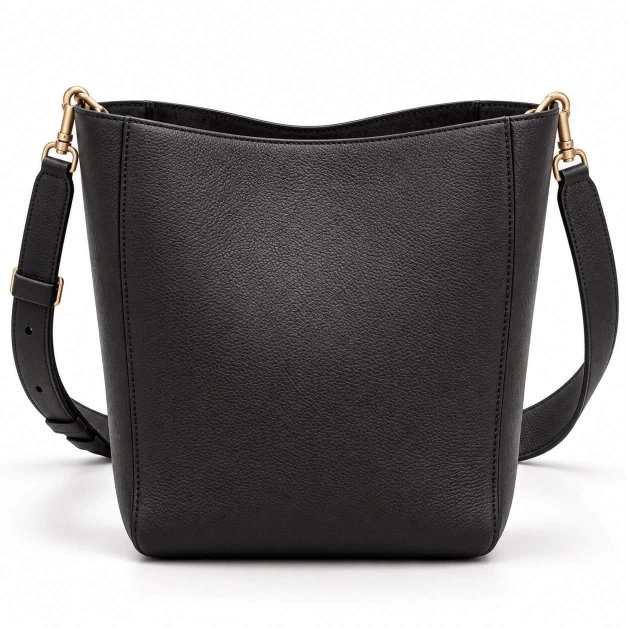 Minimal Bucket Shoulder Bag — Black