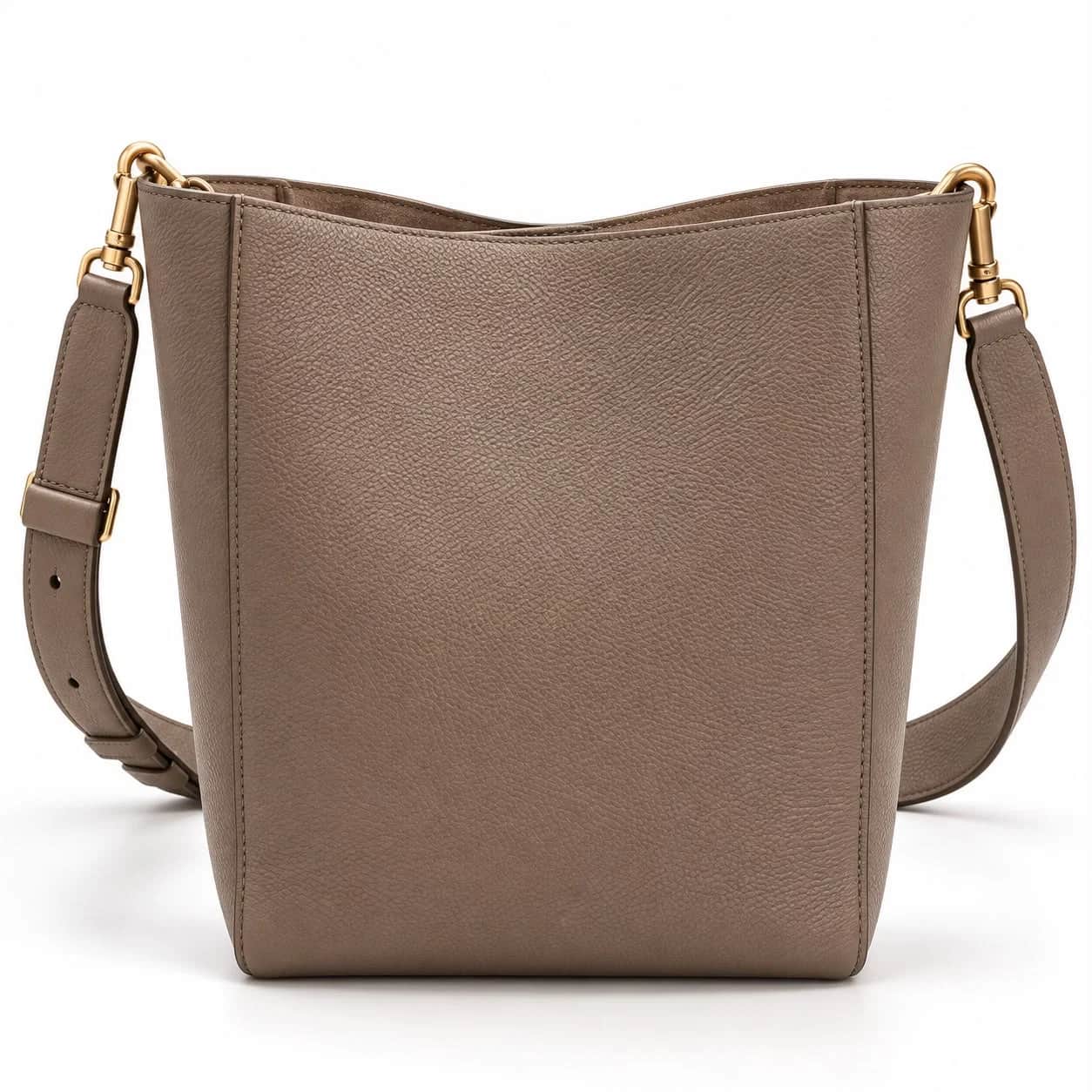 Minimal Bucket Shoulder Bag — Taupe