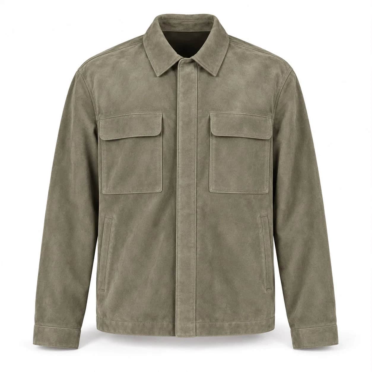Olive Suede Field Overshirt