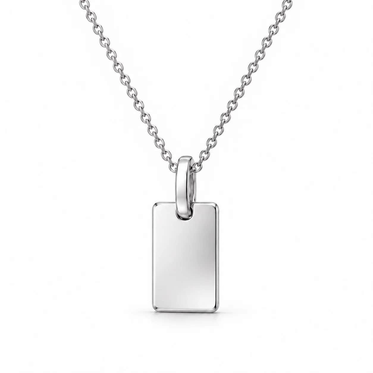 Plain rectangular tag necklace