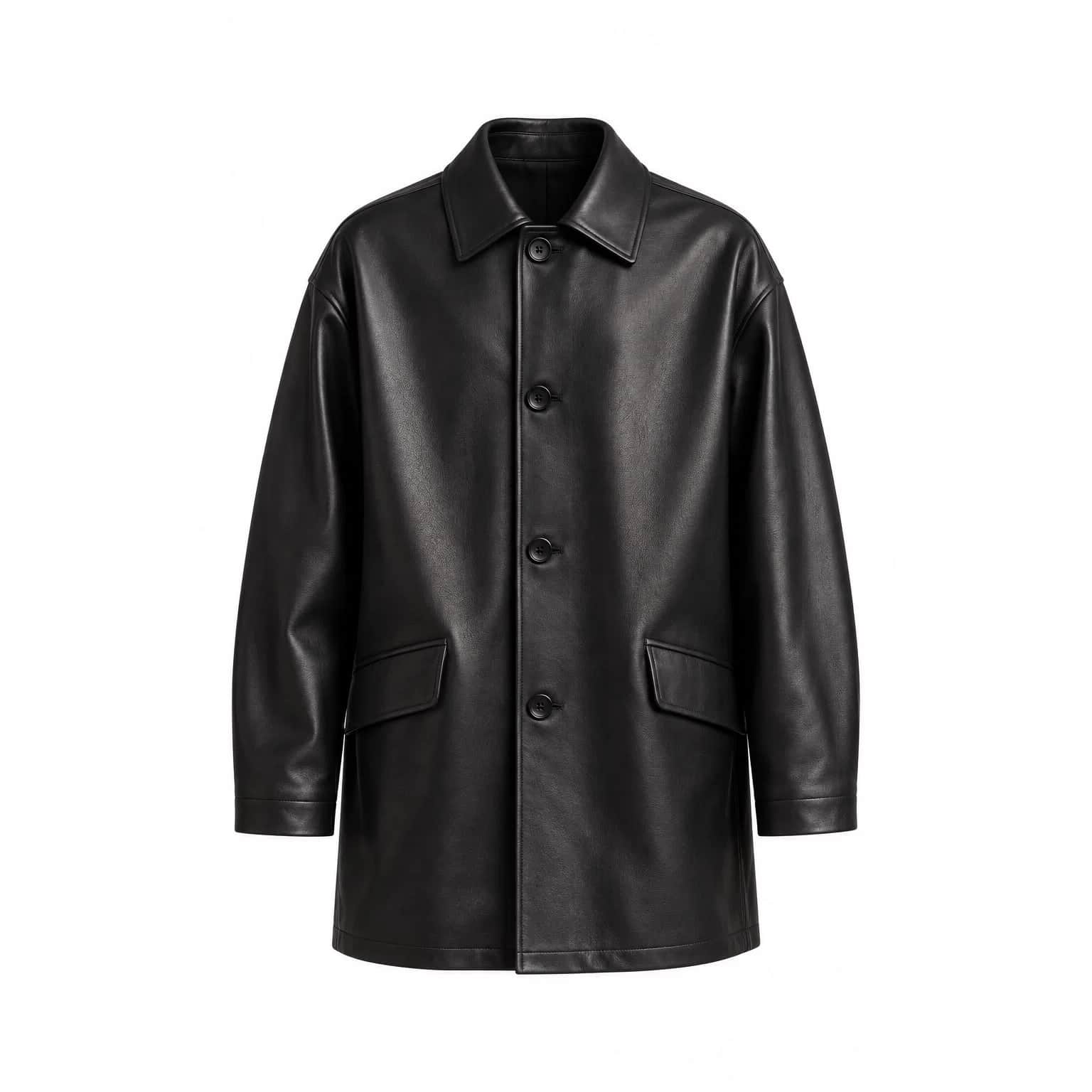 Relaxed Leather Car Coat