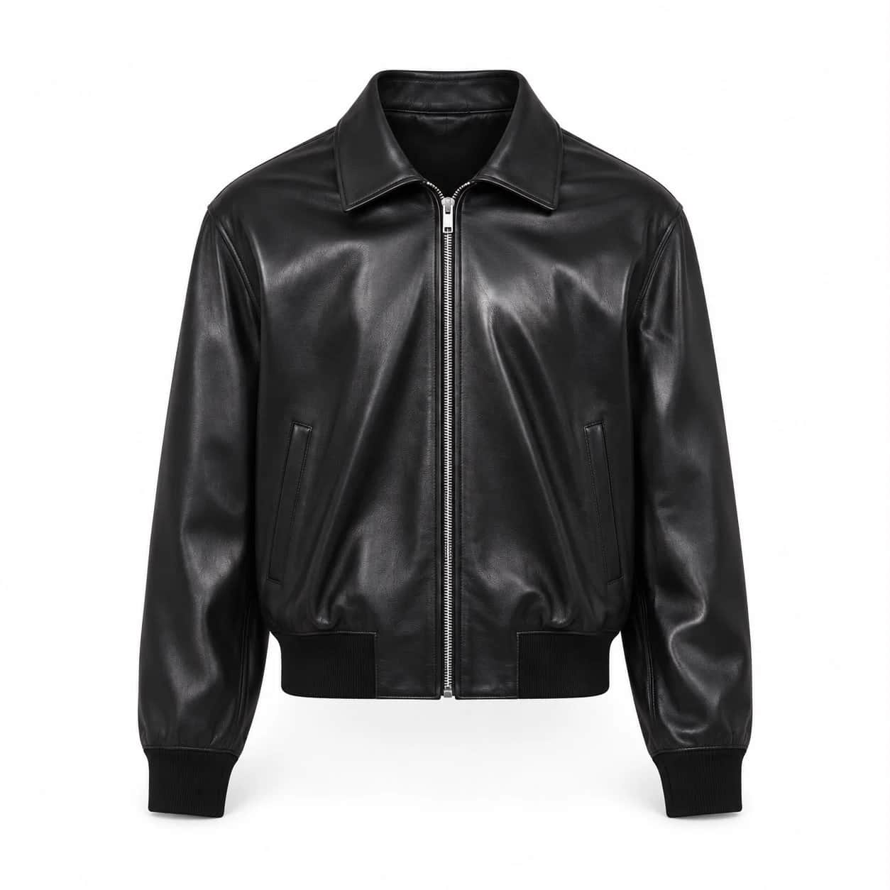 Shirt-Collar Leather Bomber