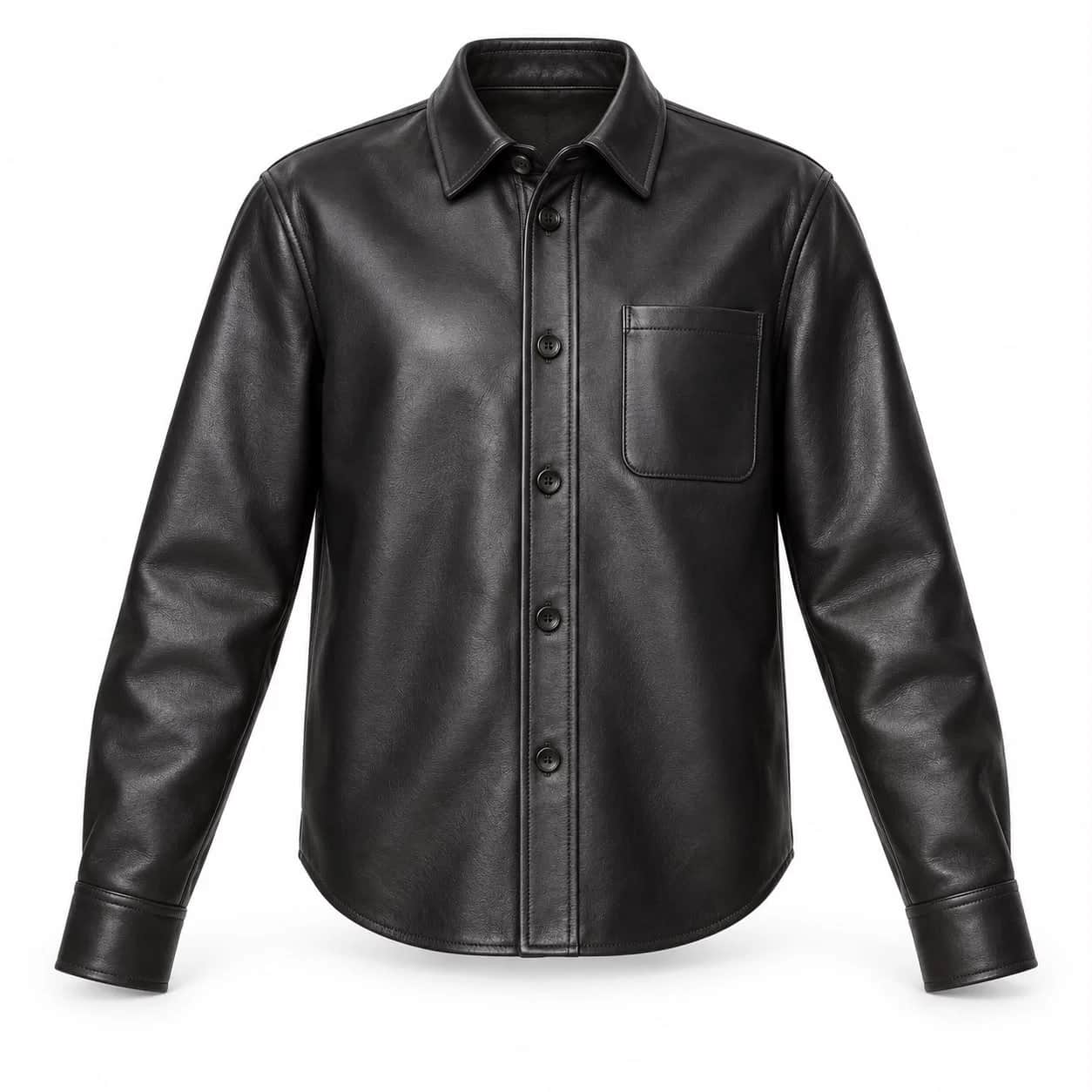 Single-Pocket Leather Shirt