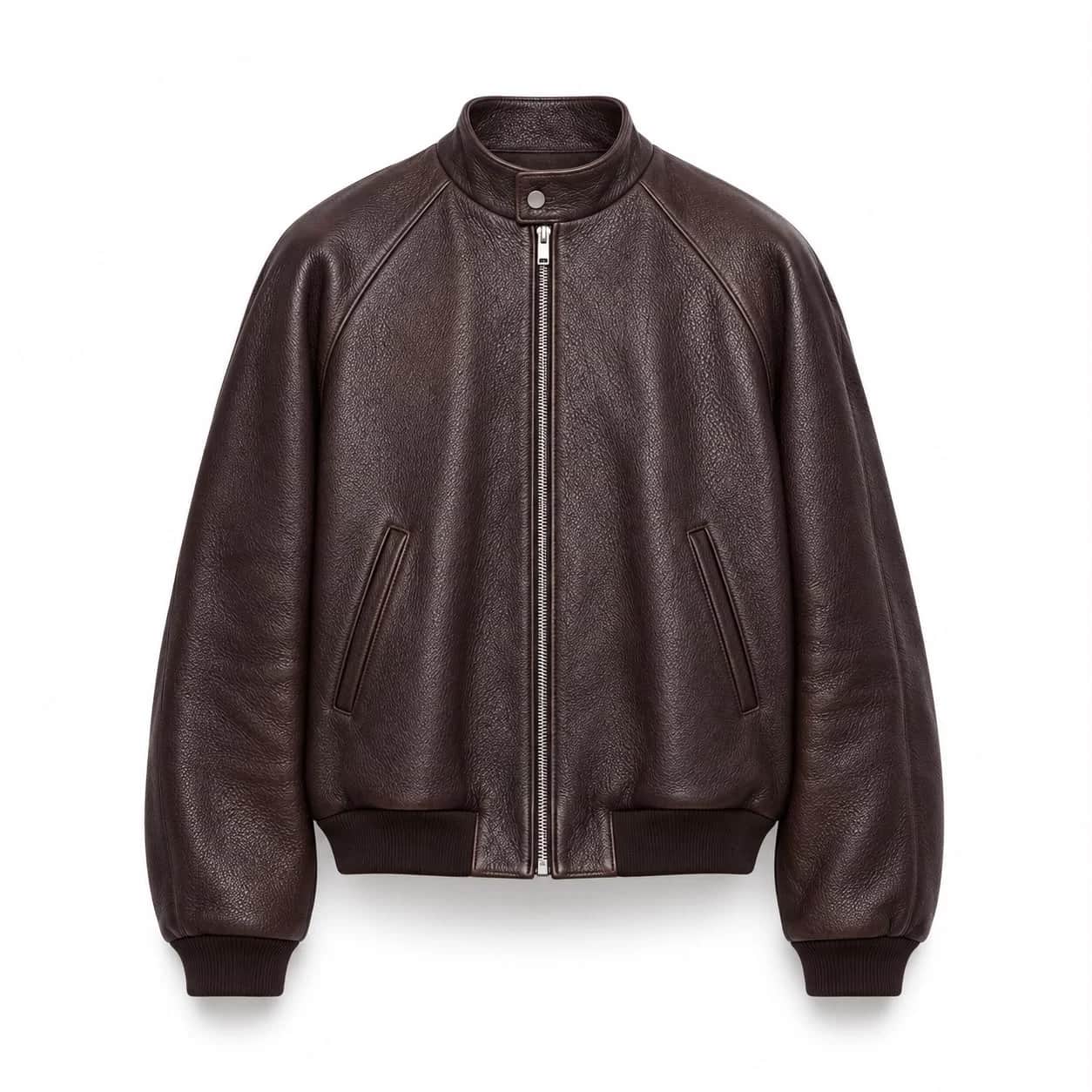 Stand-Collar Leather Bomber