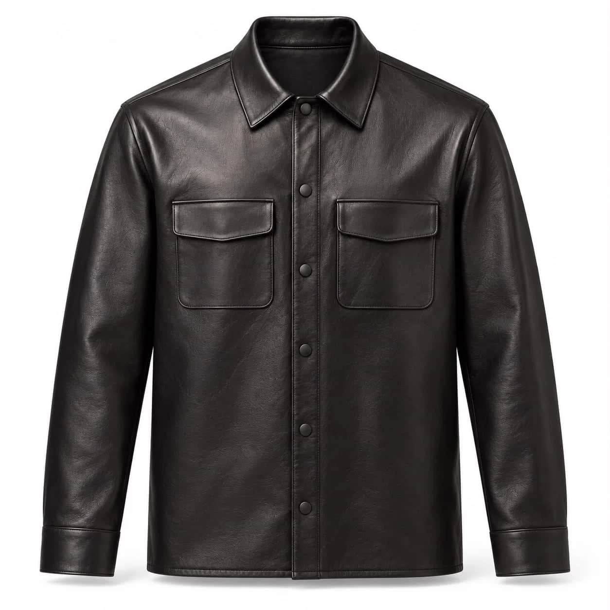 Twin-Pocket Snap Leather Shirt