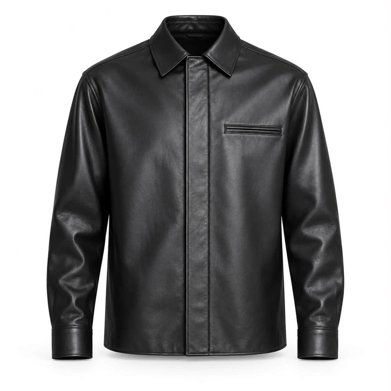 Welt-Pocket Leather Overshirt
