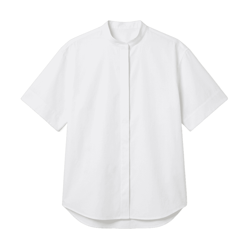 Short-Sleeve Band Collar Shirt