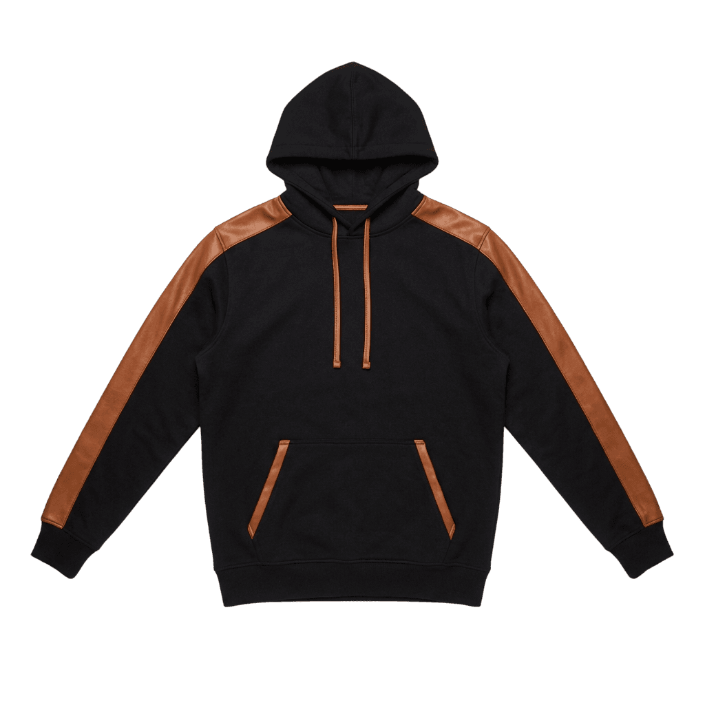 Designer Leather Accent Hoodie