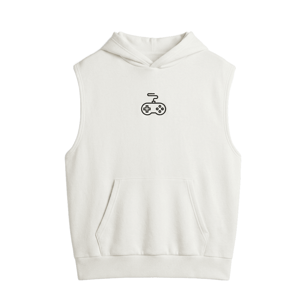 Minimalist White Sleeveless Hoodie