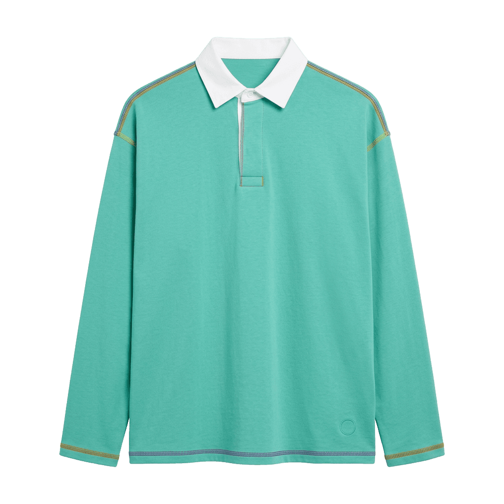 Teal Contrast Stitch Rugby Shirt