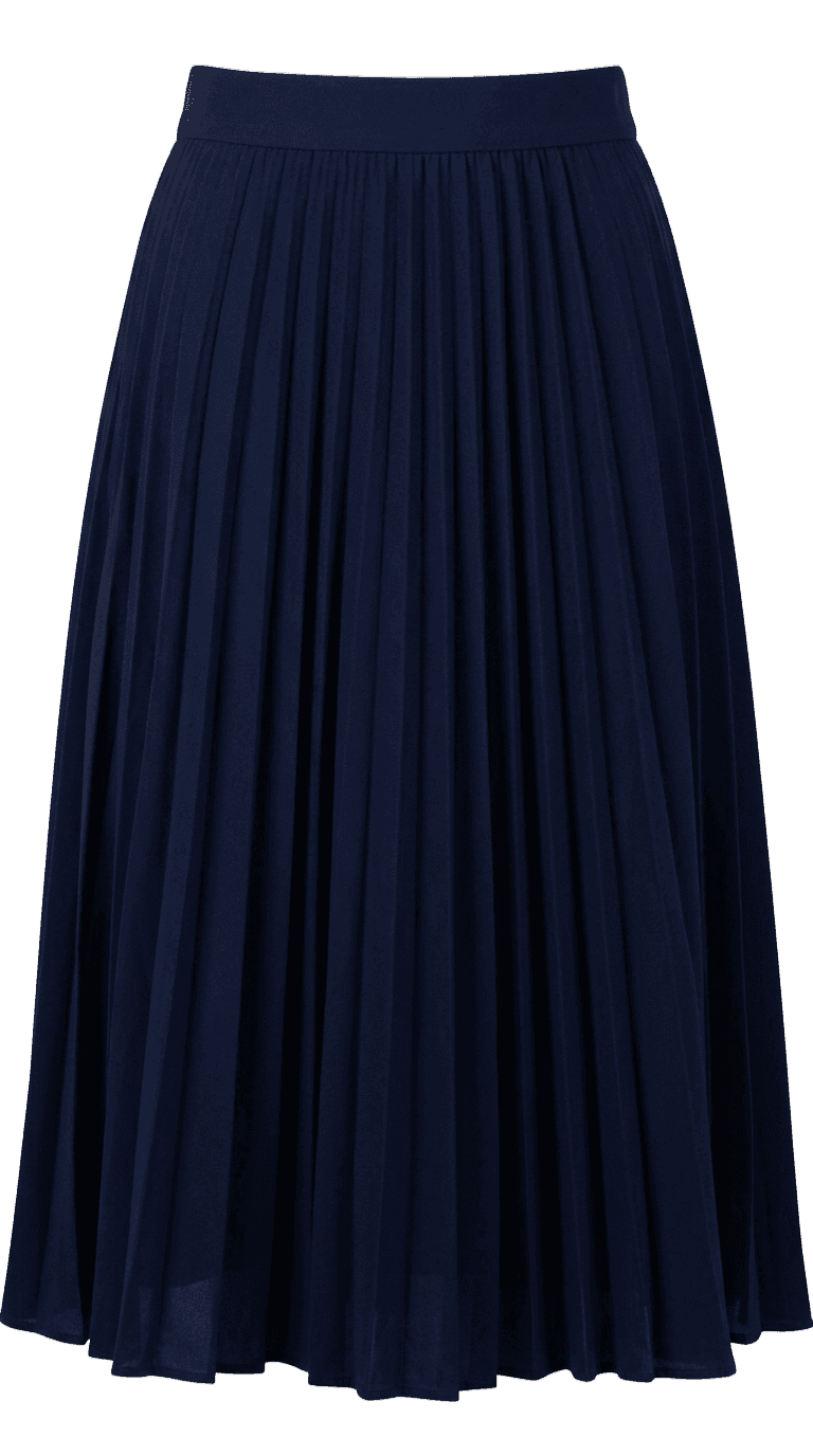 Navy Pleated Midi Skirt