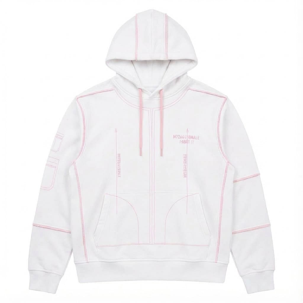 Technical Lines white Hoodie #casual