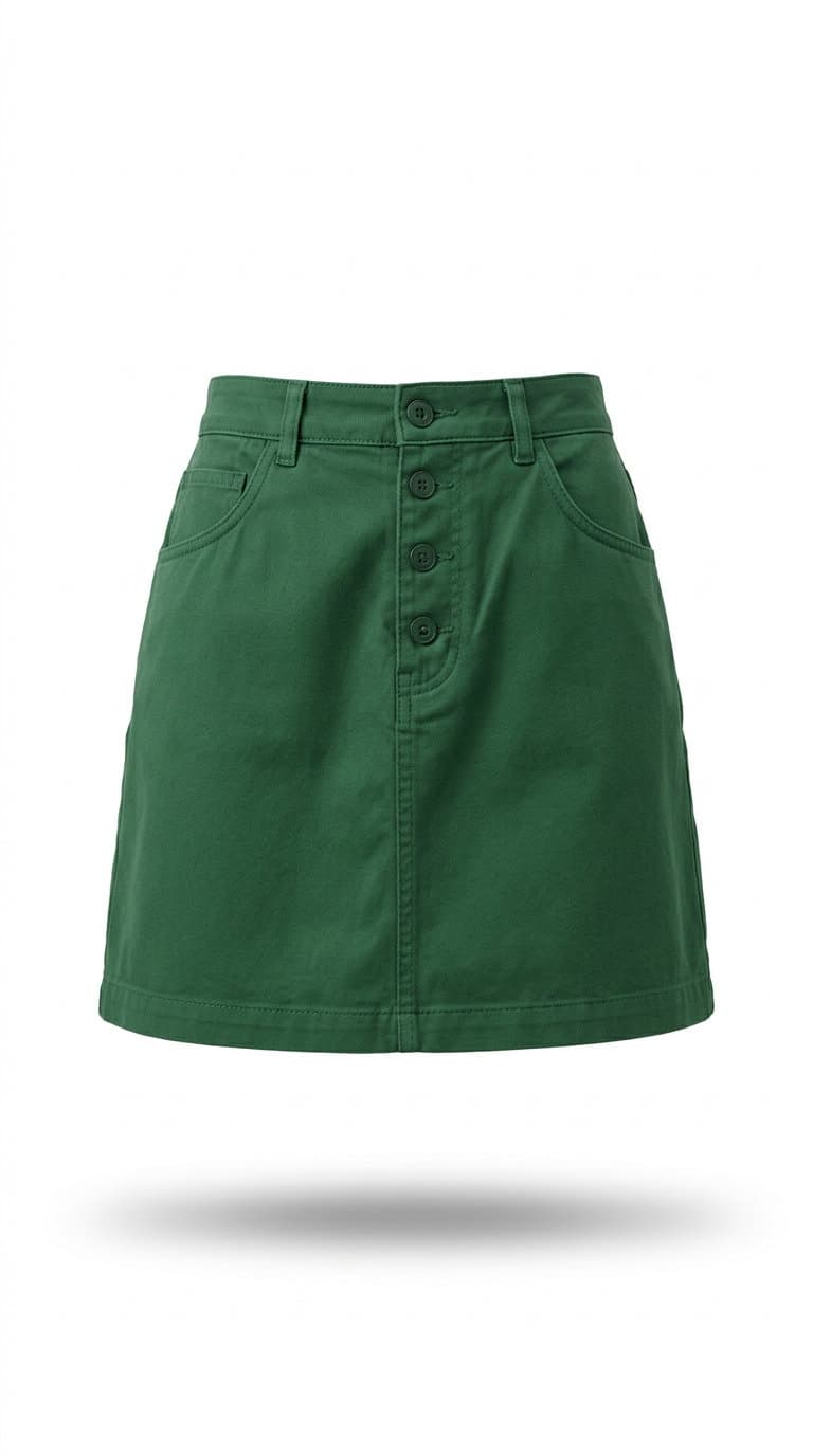 Green Cotton Mini Skirt