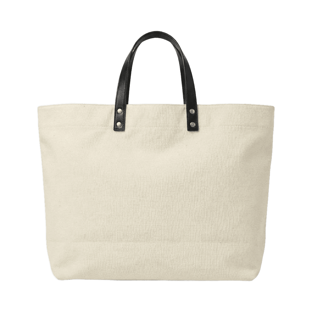 Canvas & Leather Panel Tote Bag