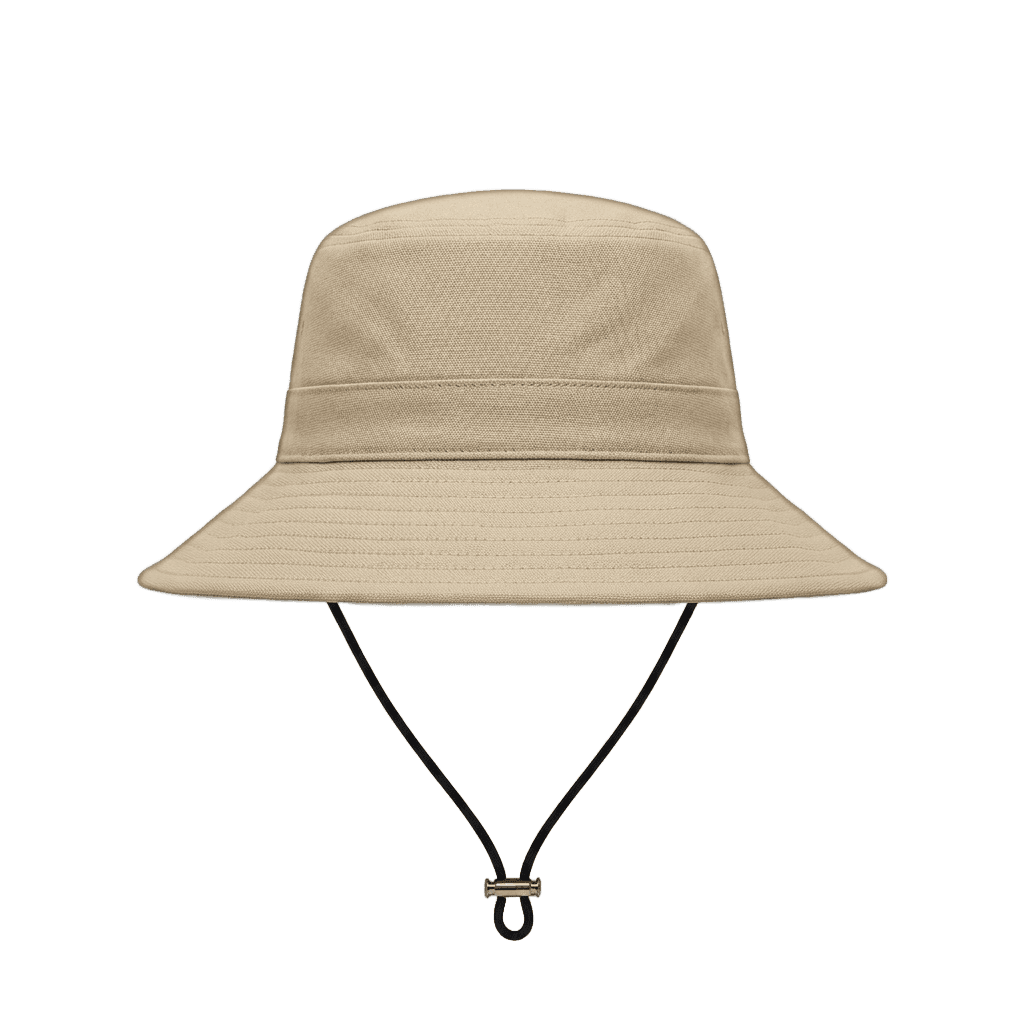Beige Wide-Brim Bucket Hat