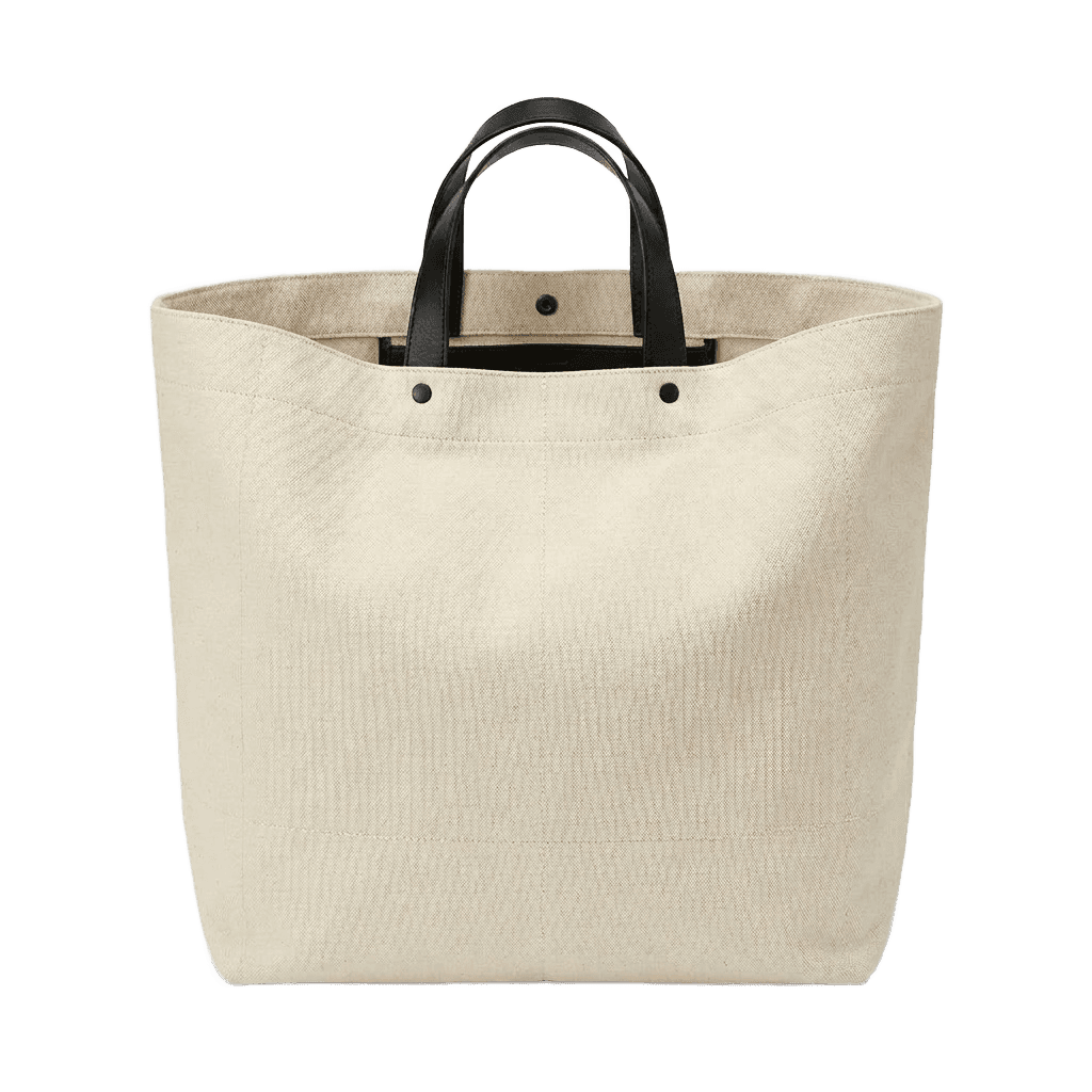 Canvas Tote with Leather Grab Handles