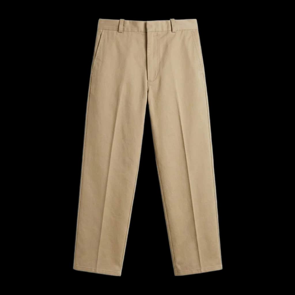 Beige Cotton Twill Chino Pants