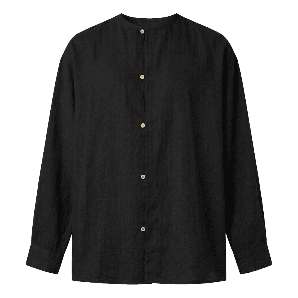 Black Collarless Shirt
