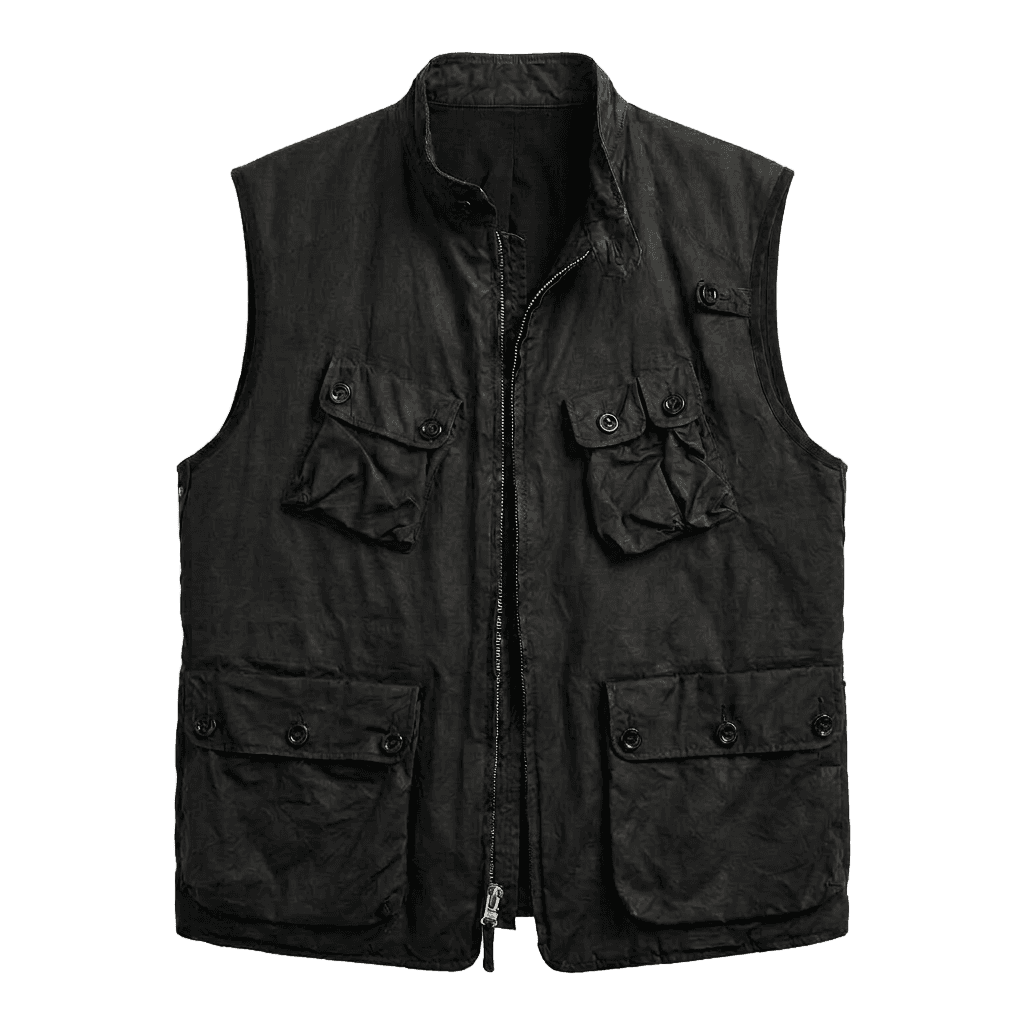 Technical Black Field Gilet with Four-Pocket Design