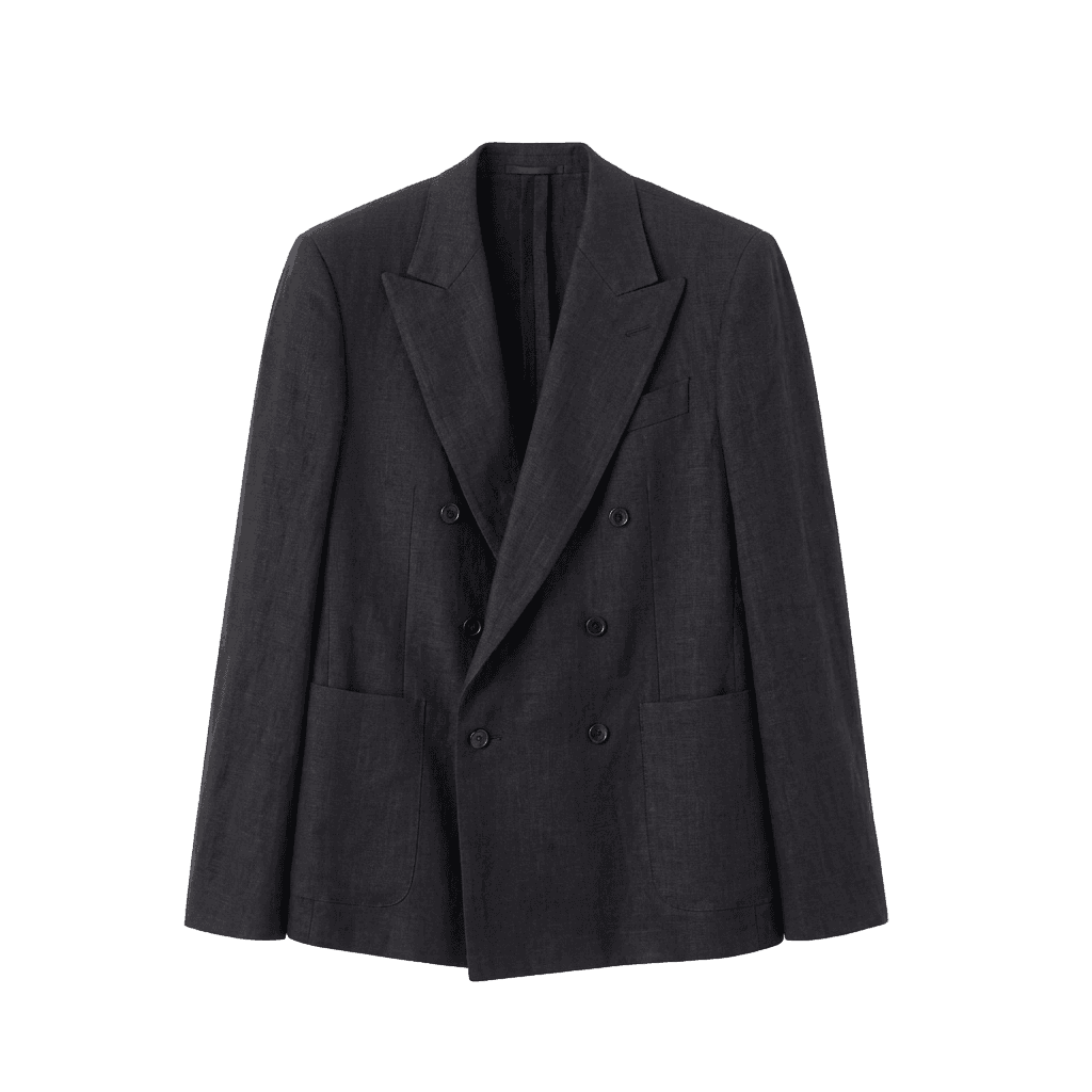 Black Single-Breasted Linen Blazer