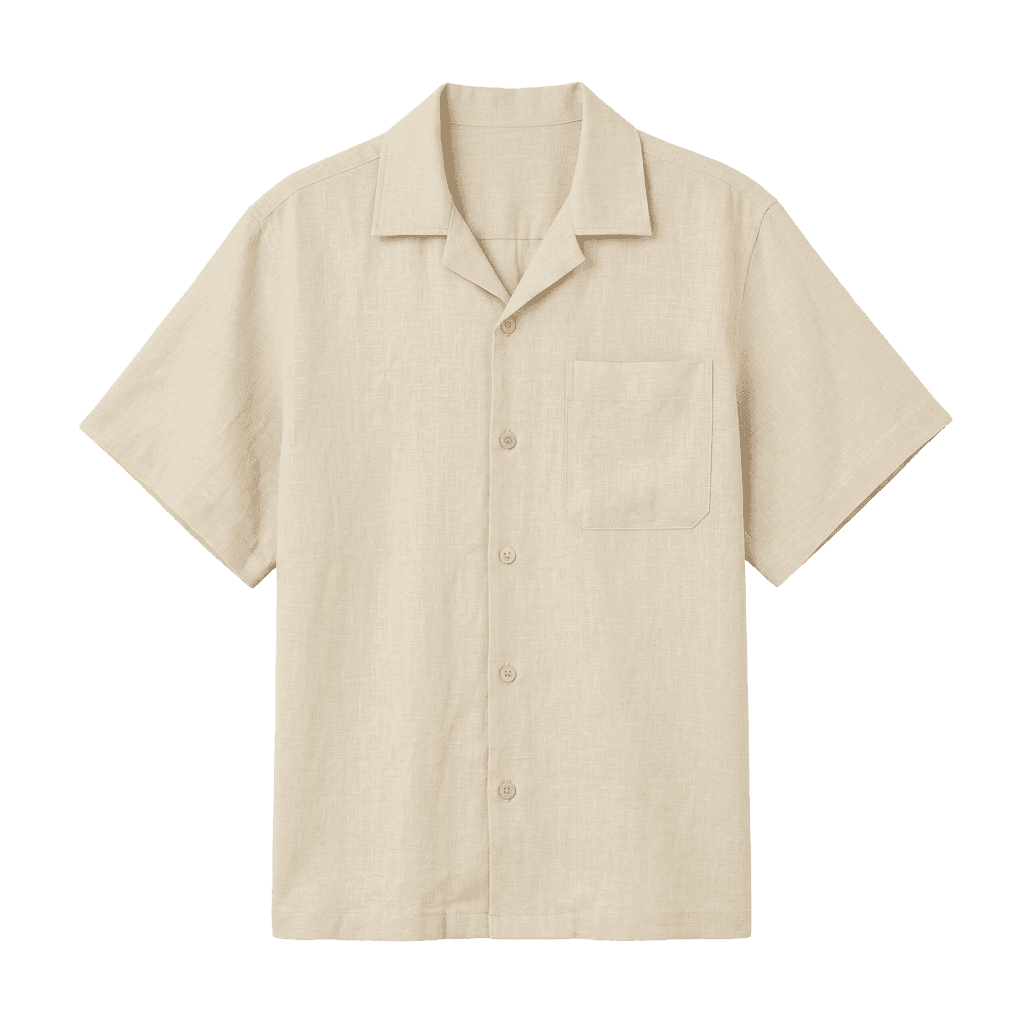 Short-Sleeve Linen-Blend Camp Collar Shirt.